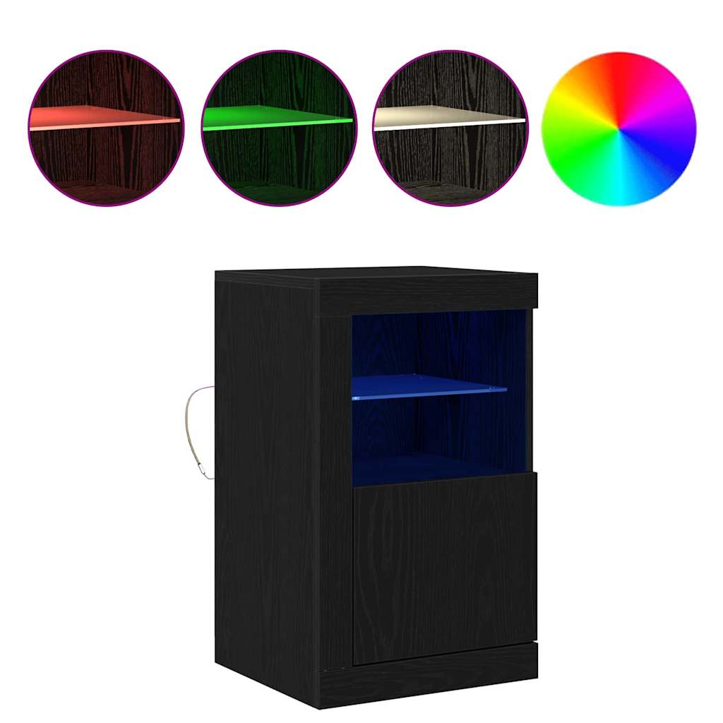 LED sideboard 2 pcs Svart Eik 41 x 37 x 67 cm Konstruert tre