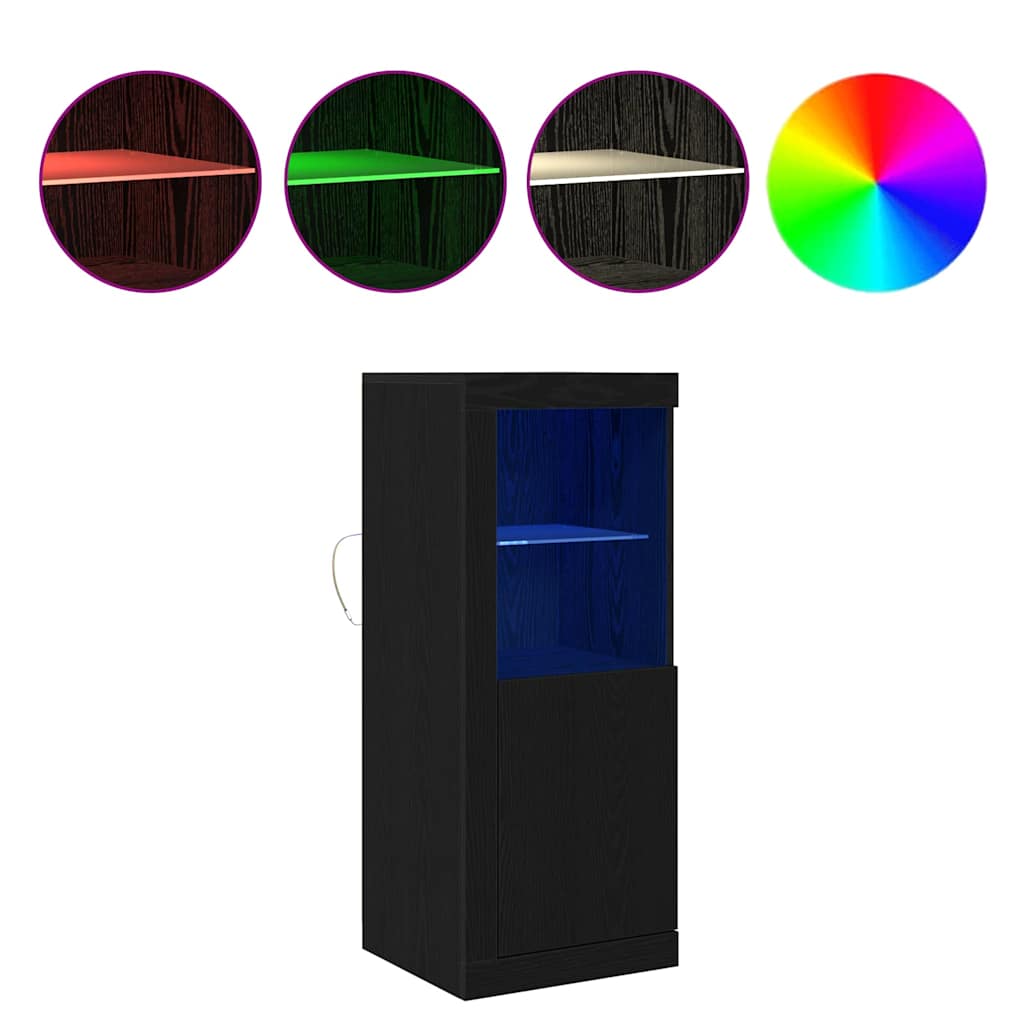 LED sideboard Svart 41 x 37 x 100 cm Konstruert tre