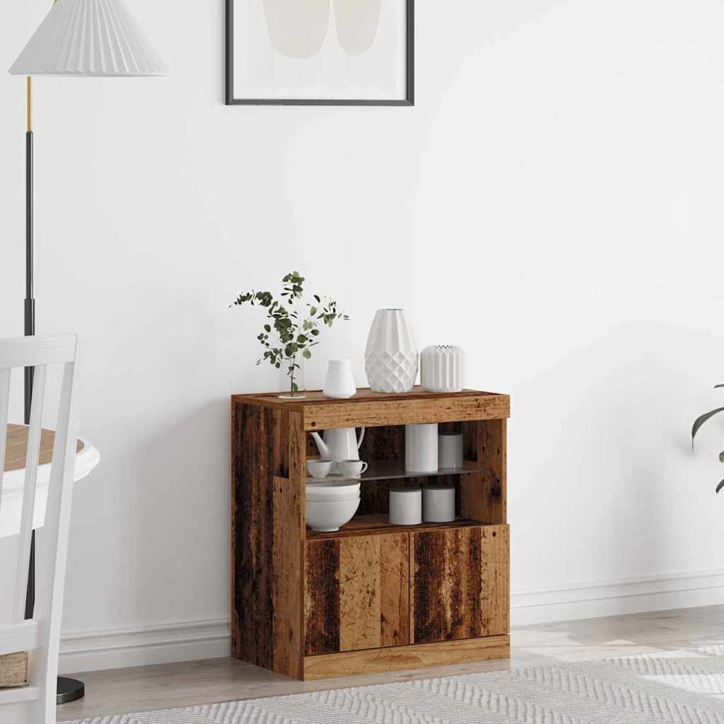 LED sideboard Brun 60,5 x 37 x 67 cm Konstruert tre