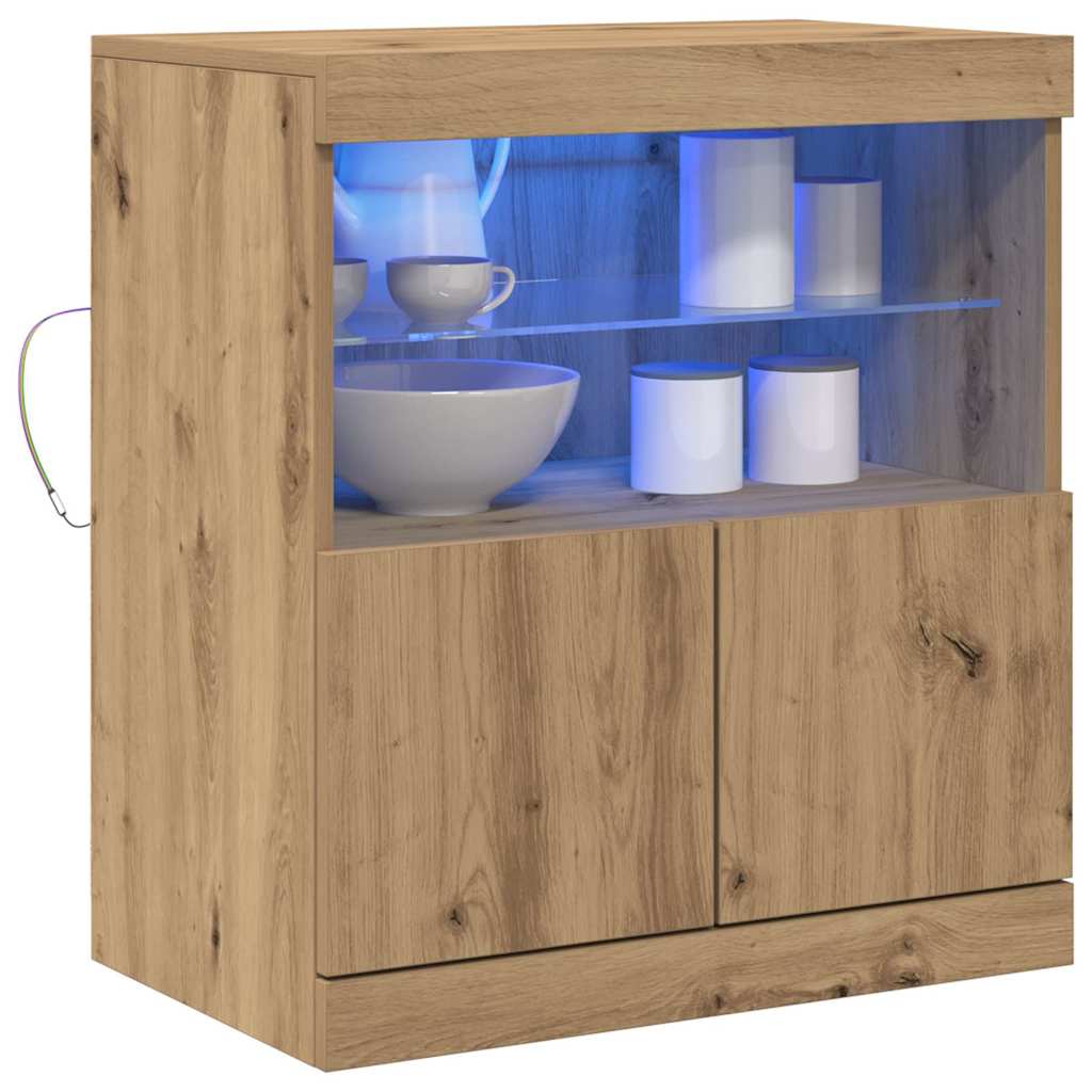 LED sideboard Brun 60,5 x 37 x 67 cm Konstruert tre