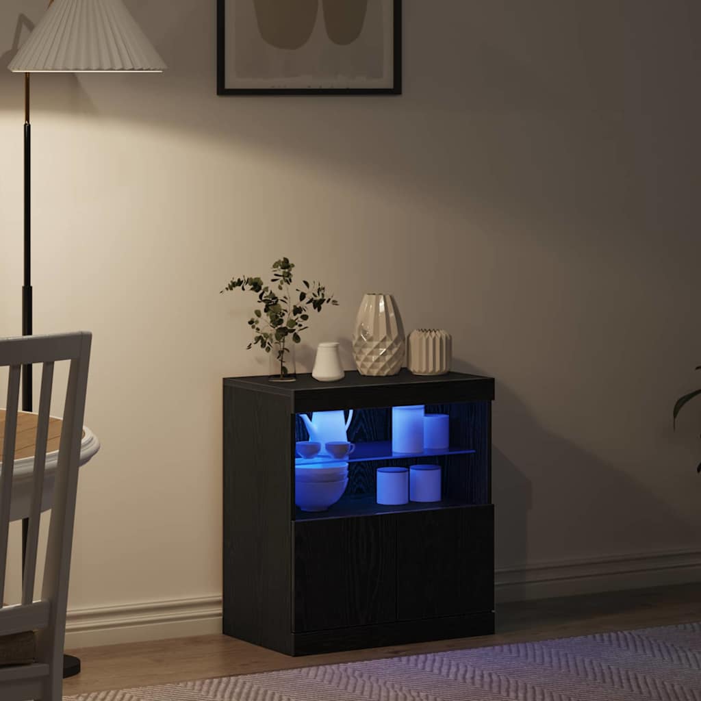 LED sideboard Svart 60,5 x 37 x 67 cm Konstruert tre