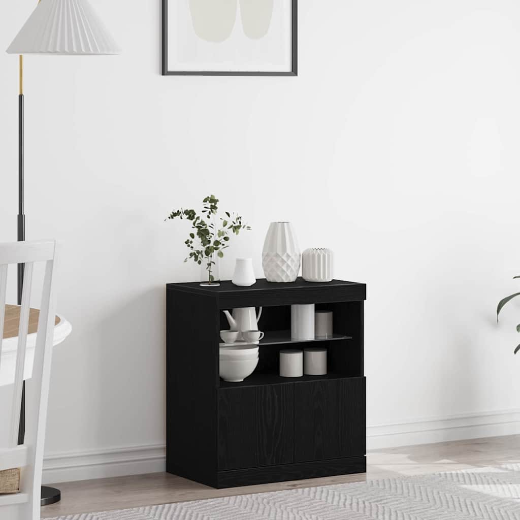 LED sideboard Svart 60,5 x 37 x 67 cm Konstruert tre