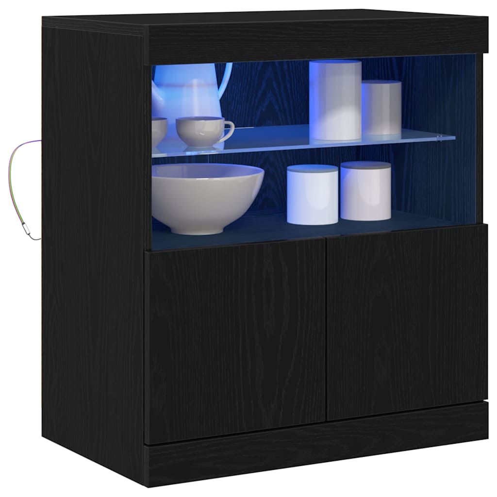 LED sideboard Svart 60,5 x 37 x 67 cm Konstruert tre