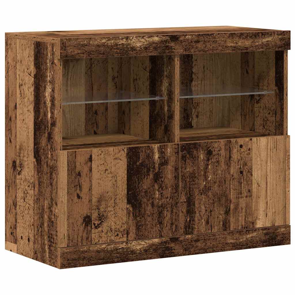 LED sideboard Brun 81 x 37 x 66,5 cm Konstruert tre