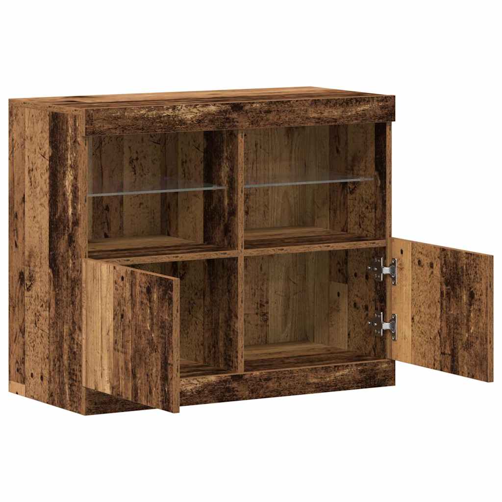 LED sideboard Brun 81 x 37 x 66,5 cm Konstruert tre