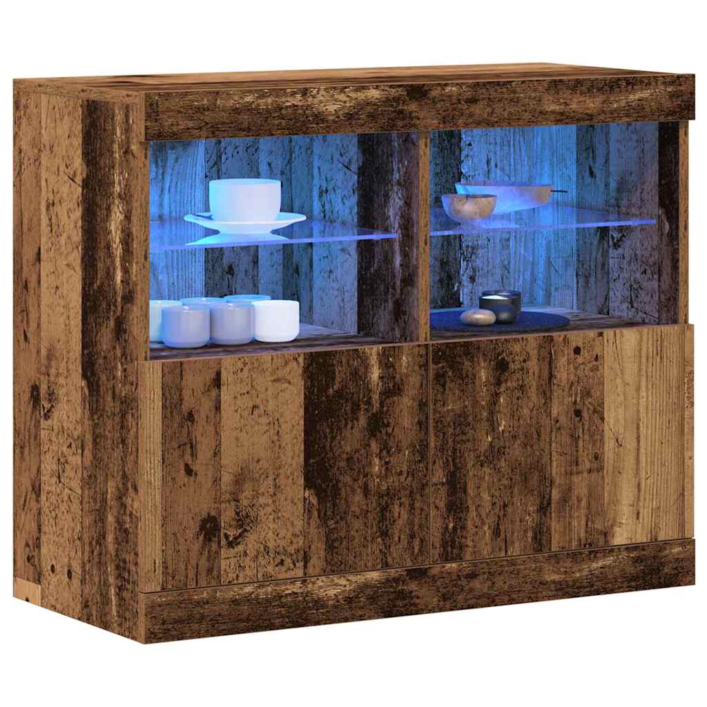 LED sideboard Brun 81 x 37 x 66,5 cm Konstruert tre