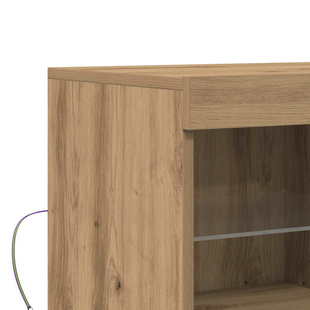 LED sideboard Brun 81 x 37 x 66,5 cm Konstruert tre