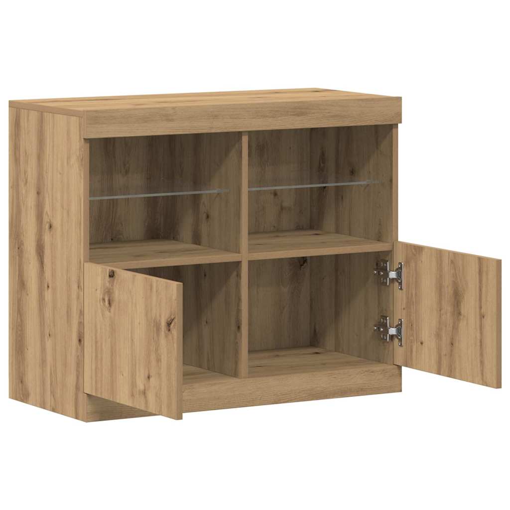 LED sideboard Brun 81 x 37 x 66,5 cm Konstruert tre