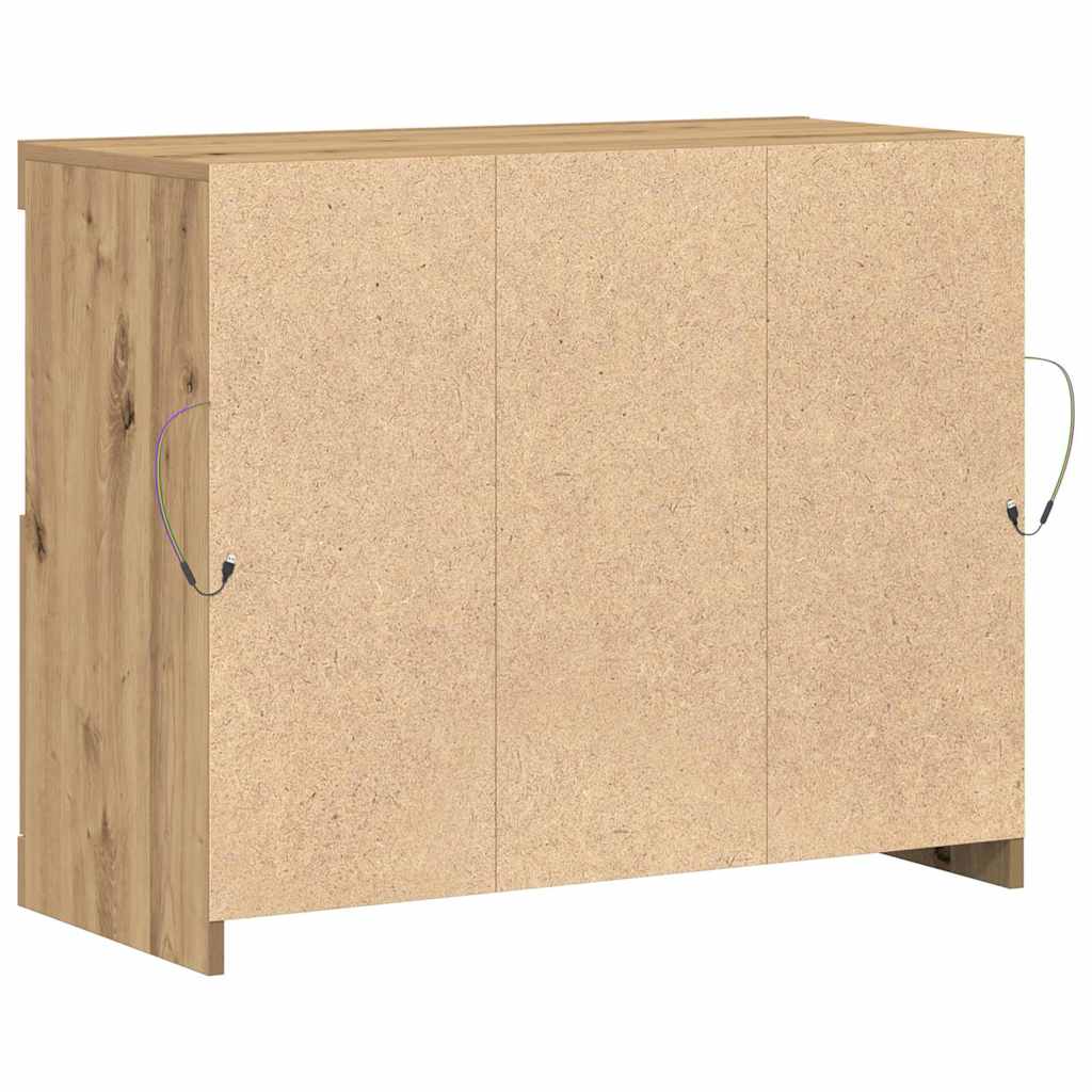 LED sideboard Brun 81 x 37 x 66,5 cm Konstruert tre