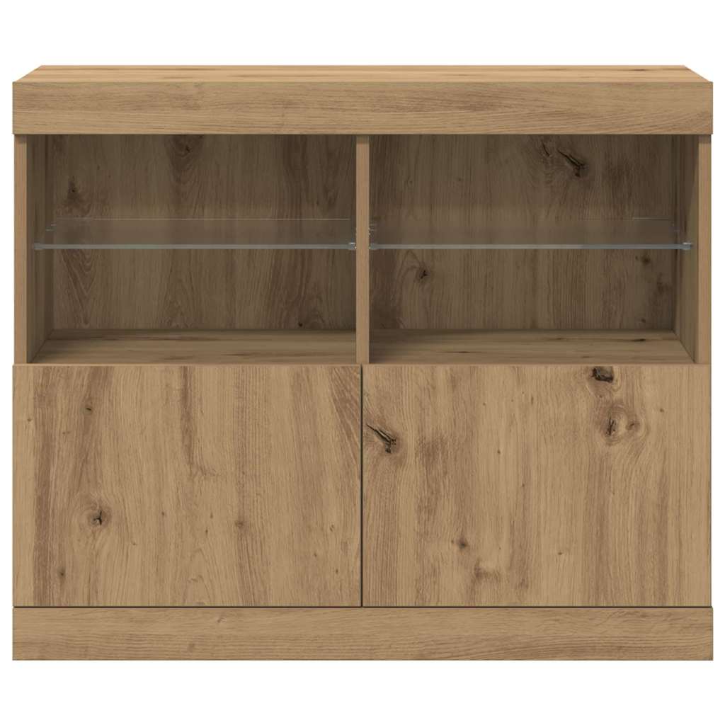 LED sideboard Brun 81 x 37 x 66,5 cm Konstruert tre