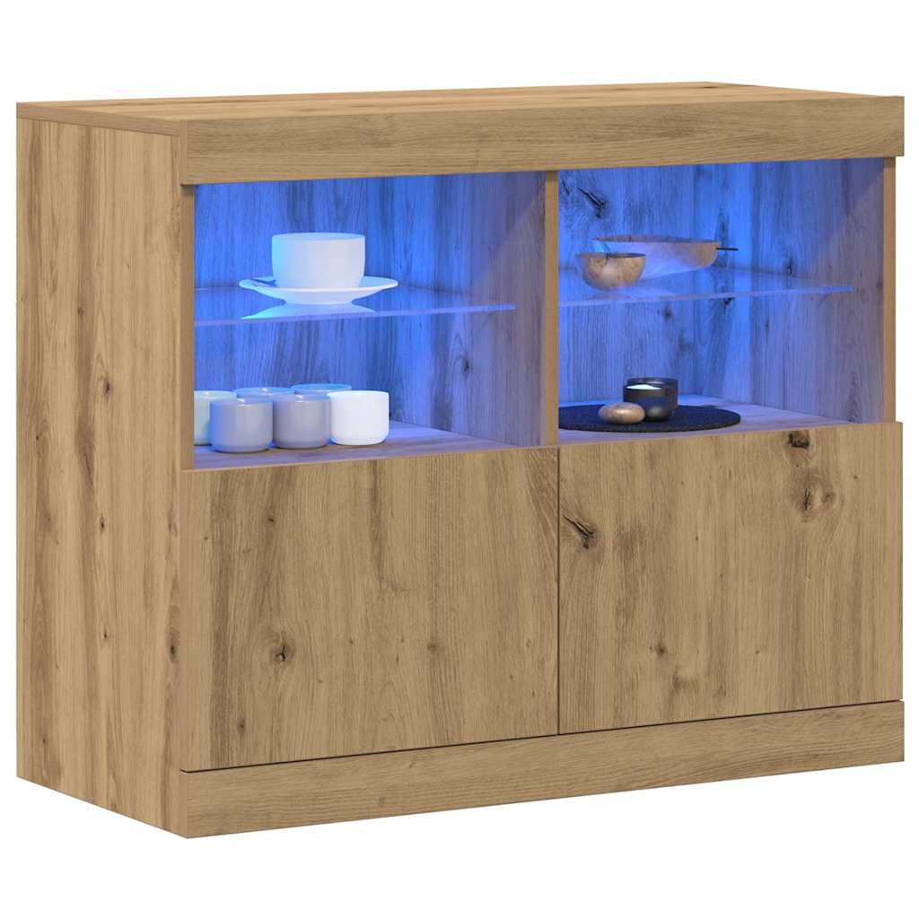 LED sideboard Brun 81 x 37 x 66,5 cm Konstruert tre