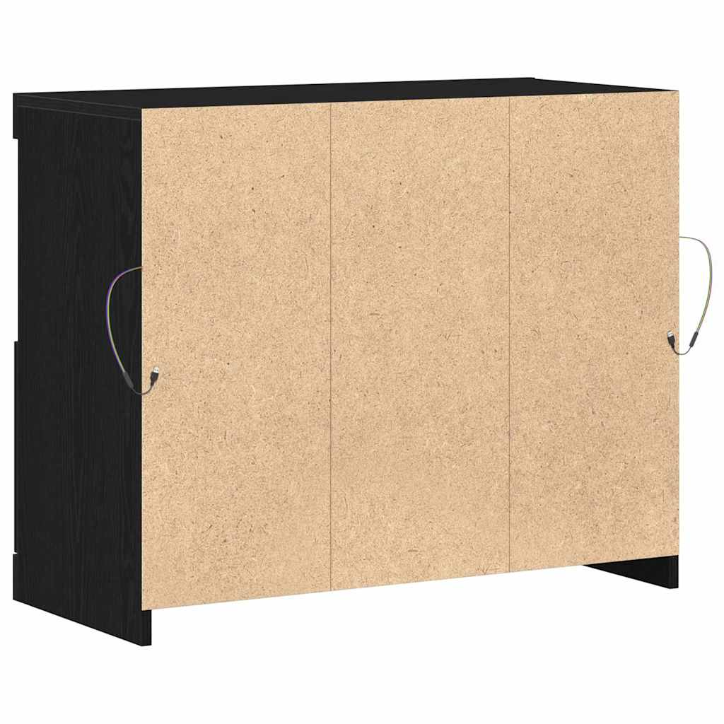 LED sideboard Svart 81 x 37 x 66,5 cm Konstruert tre