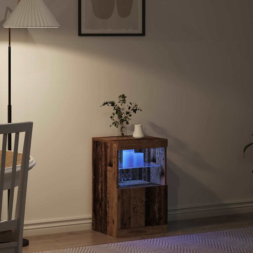 LED sideboard Gammelt tre 41 x 37 x 67 cm Konstruert tre