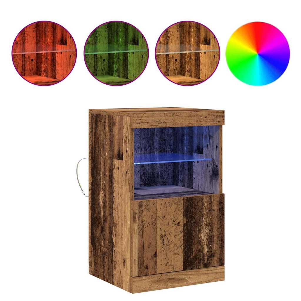 LED sideboard Gammelt tre 41 x 37 x 67 cm Konstruert tre