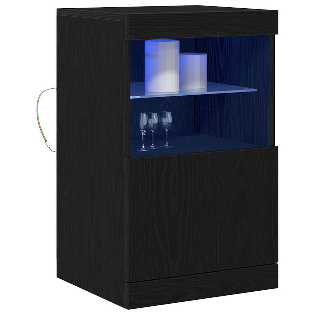 LED sideboard Svart Eik 41 x 37 x 67 cm Konstruert tre