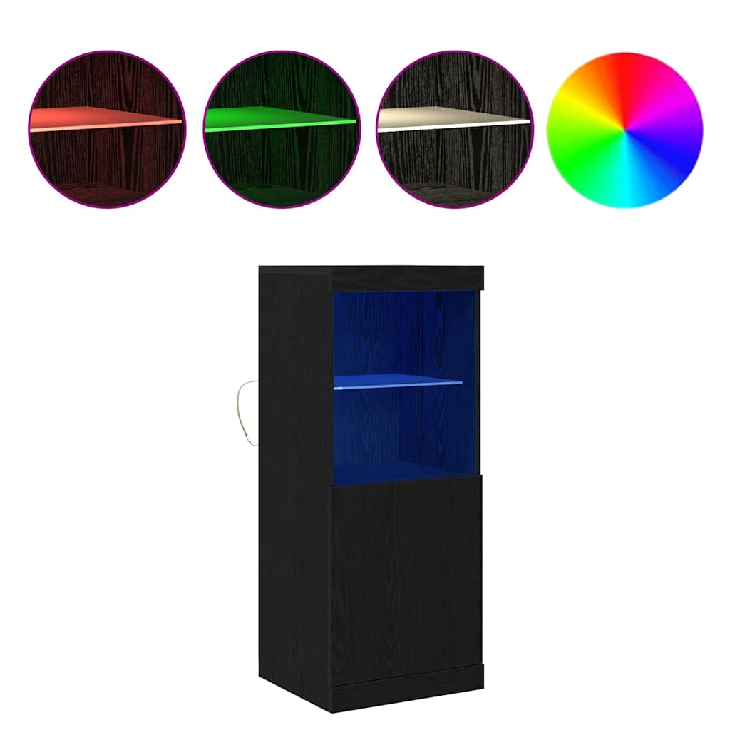 LED sideboard Svart Eik 41 x 37 x 100 cm Konstruert tre
