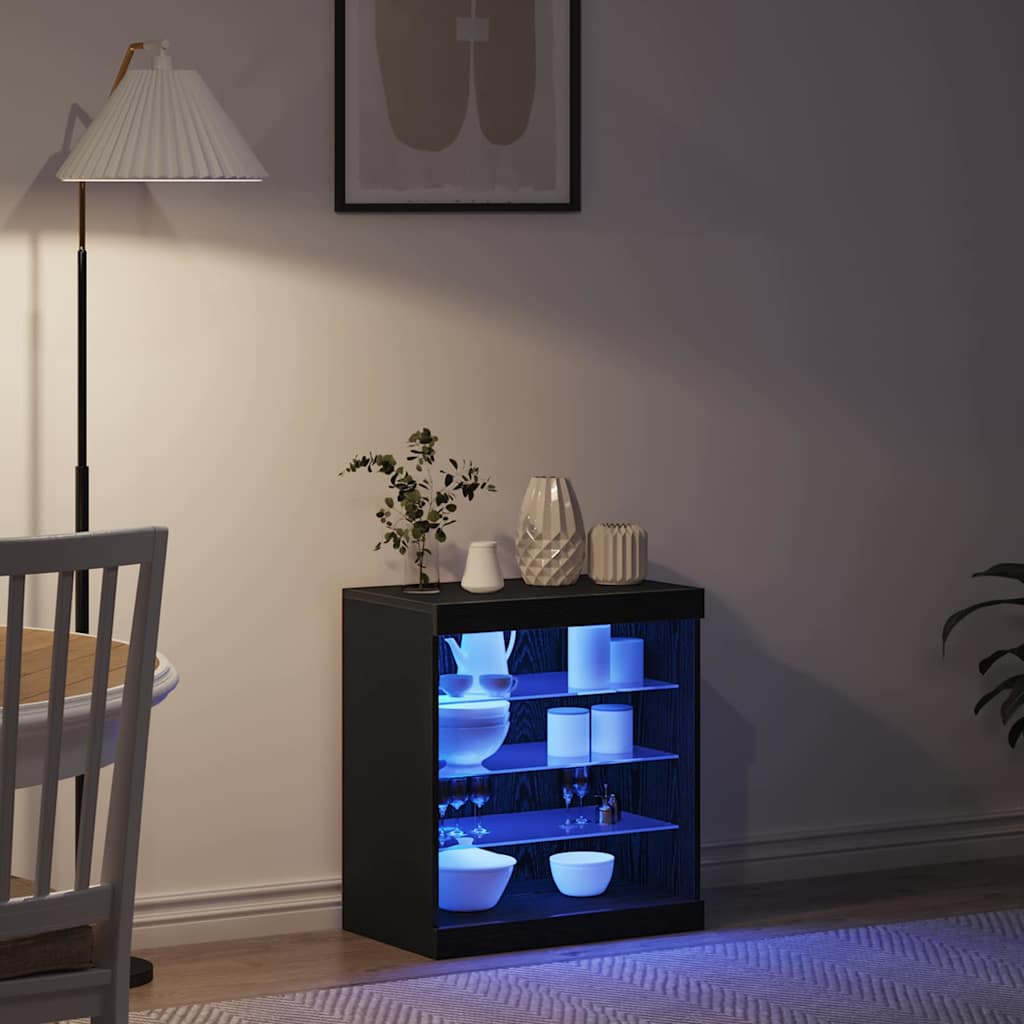 LED sideboard Svart Eik 60,5 x 37 x 67 cm Konstruert tre