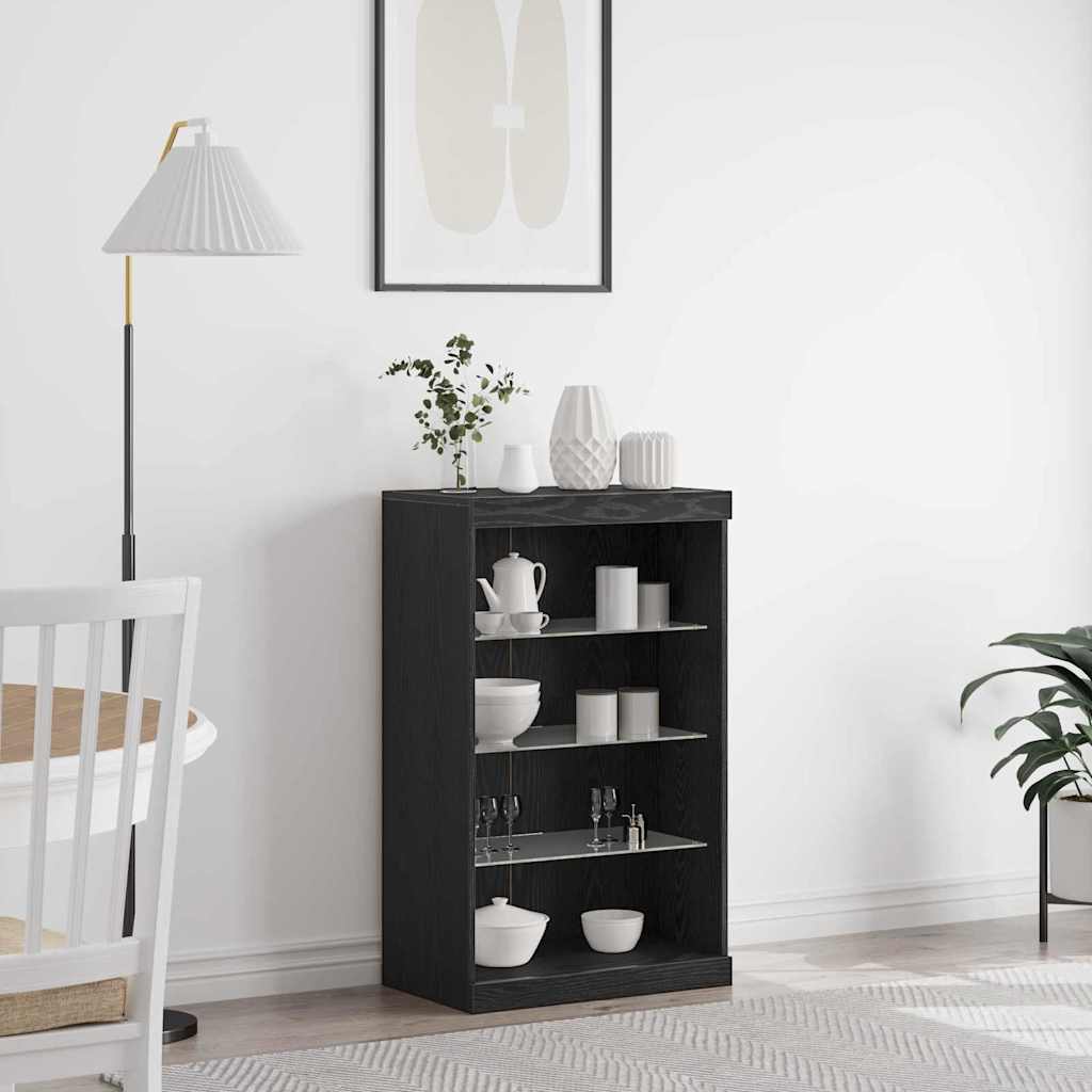 LED sideboard Svart Eik 60,5 x 37 x 100 cm Konstruert tre