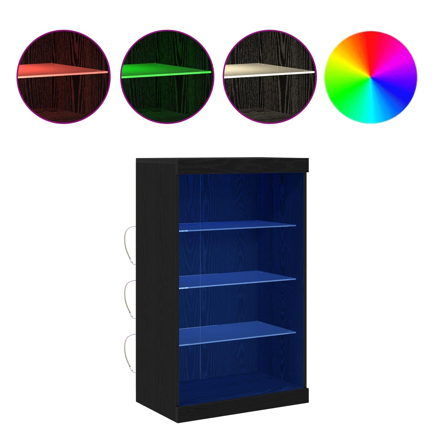 LED sideboard Svart Eik 60,5 x 37 x 100 cm Konstruert tre