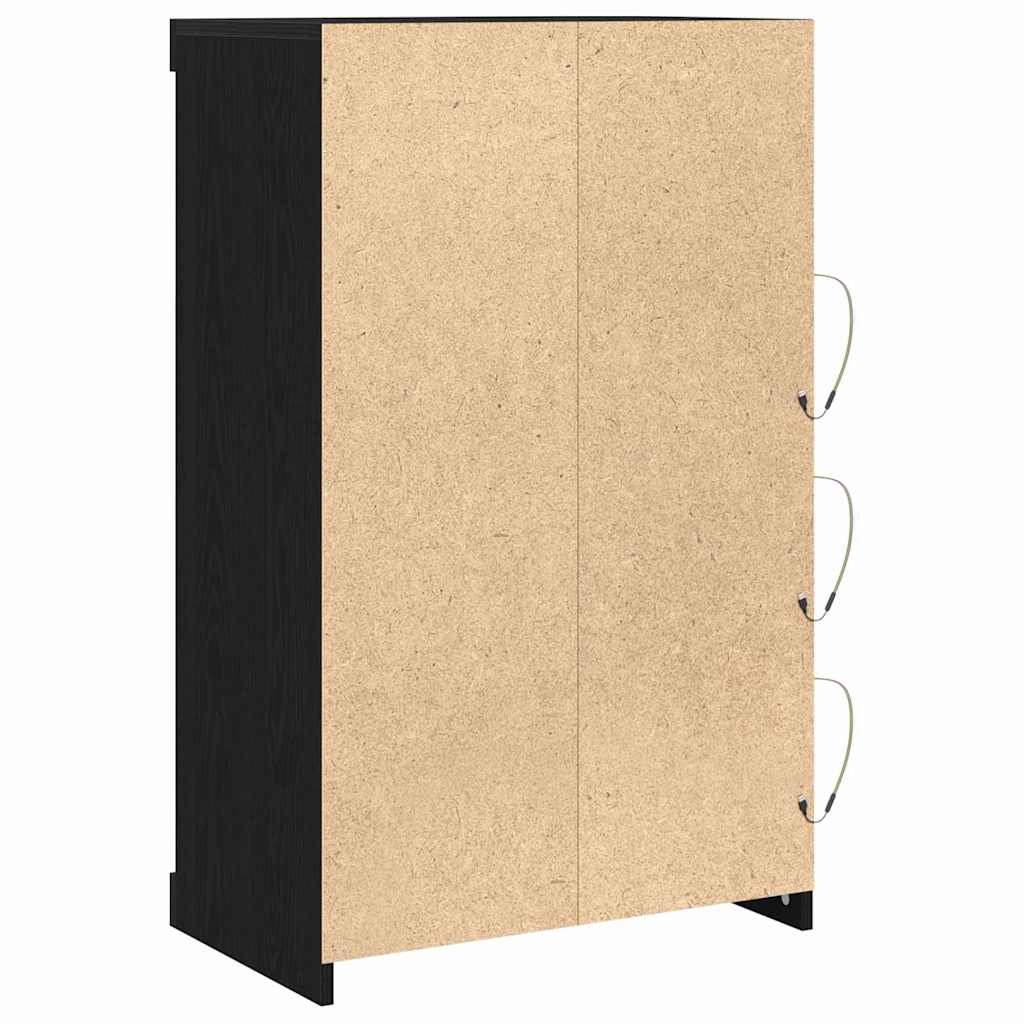 LED sideboard Svart Eik 60,5 x 37 x 100 cm Konstruert tre
