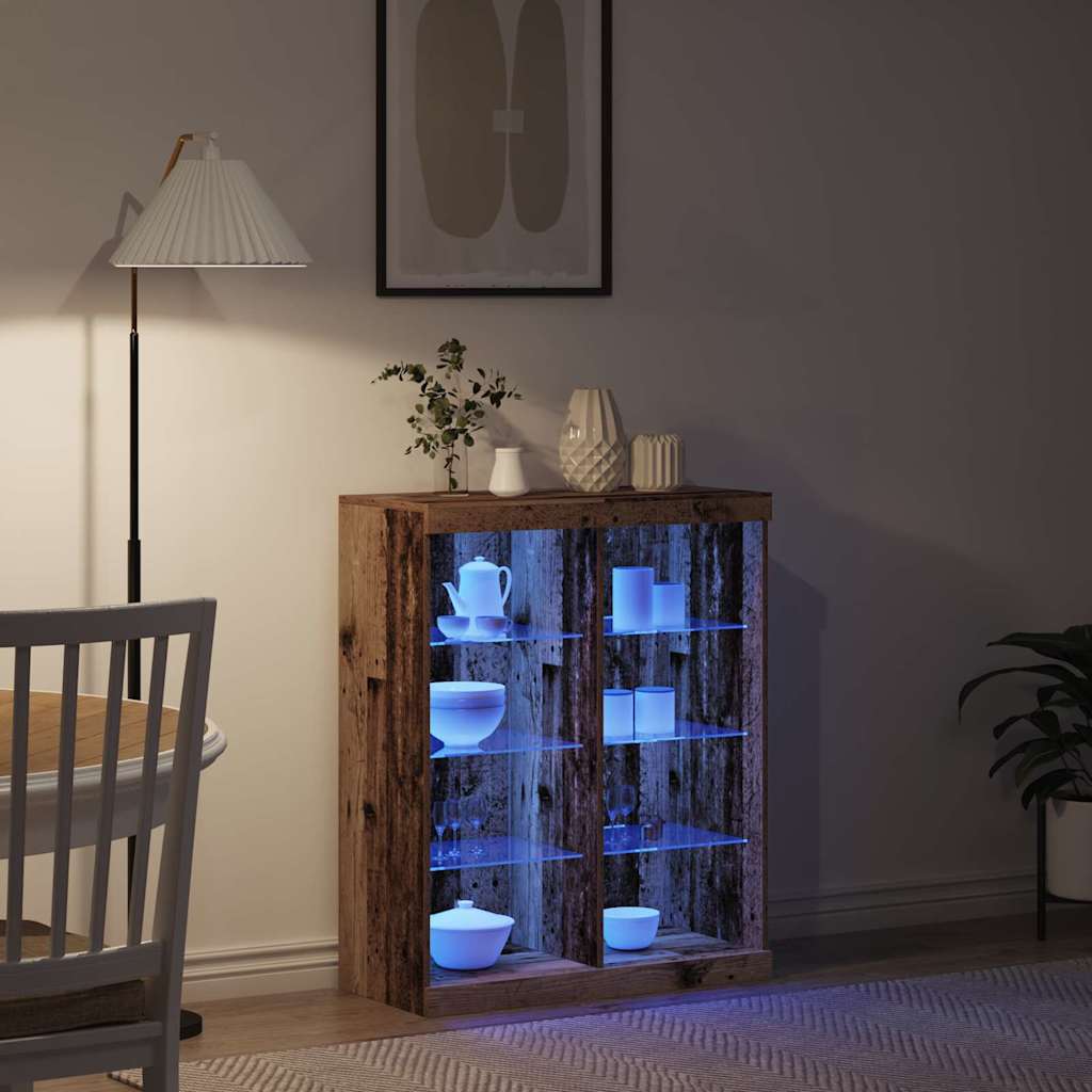 LED sideboard Gammelt tre 81 x 37 x 100 cm Konstruert tre
