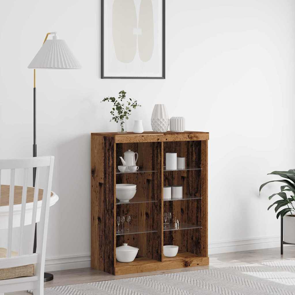 LED sideboard Gammelt tre 81 x 37 x 100 cm Konstruert tre