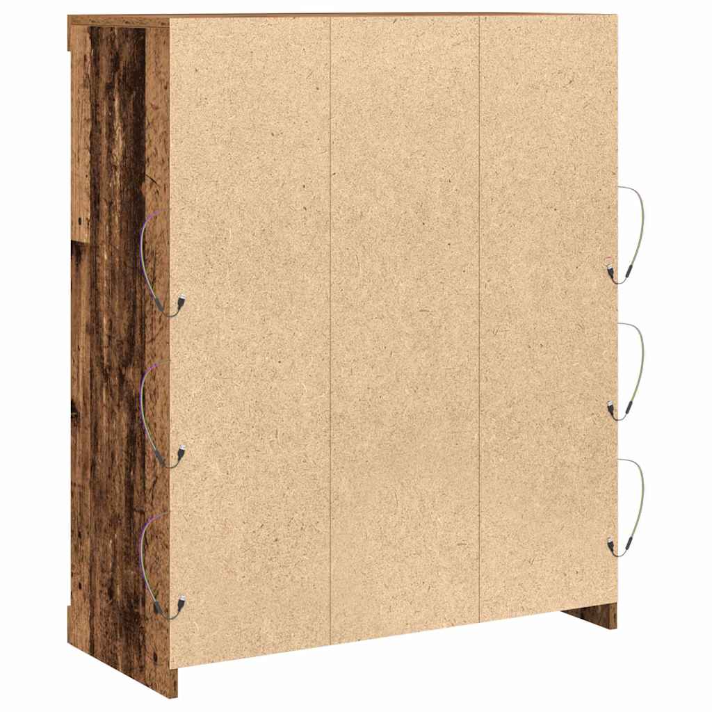 LED sideboard Gammelt tre 81 x 37 x 100 cm Konstruert tre