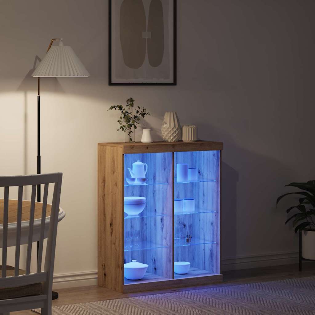 LED sideboard Artisan eik 81 x 37 x 100 cm Konstruert tre