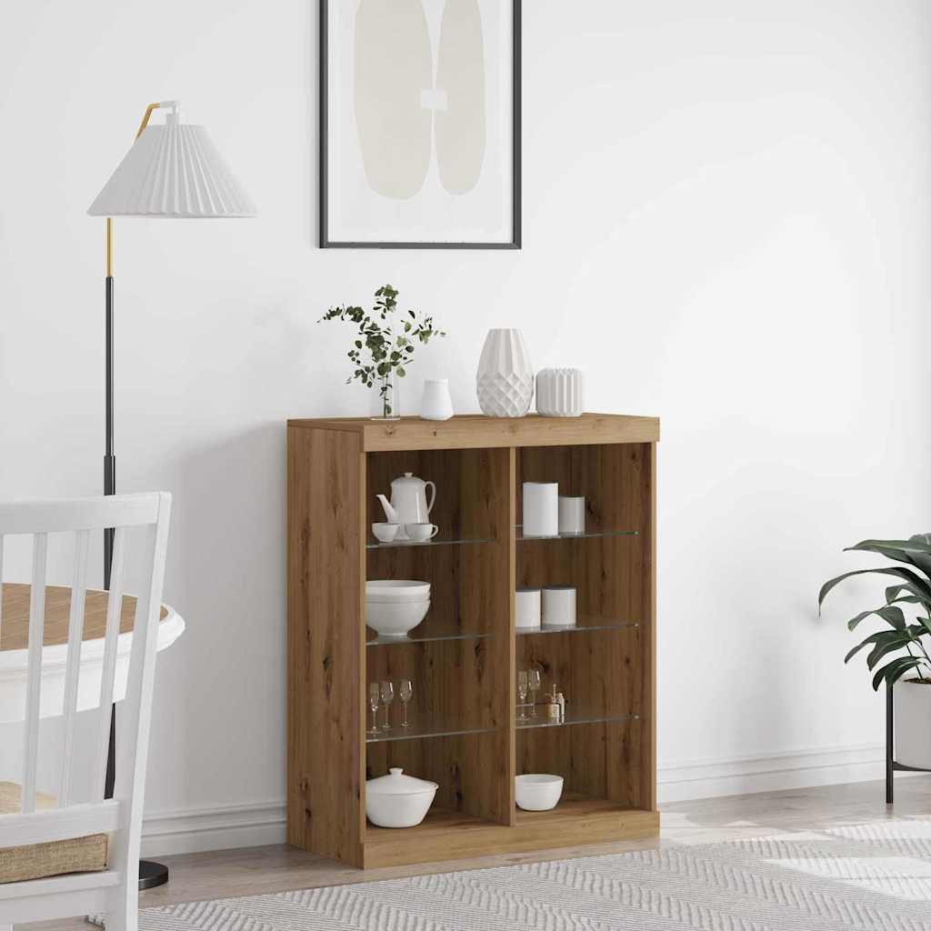 LED sideboard Artisan eik 81 x 37 x 100 cm Konstruert tre