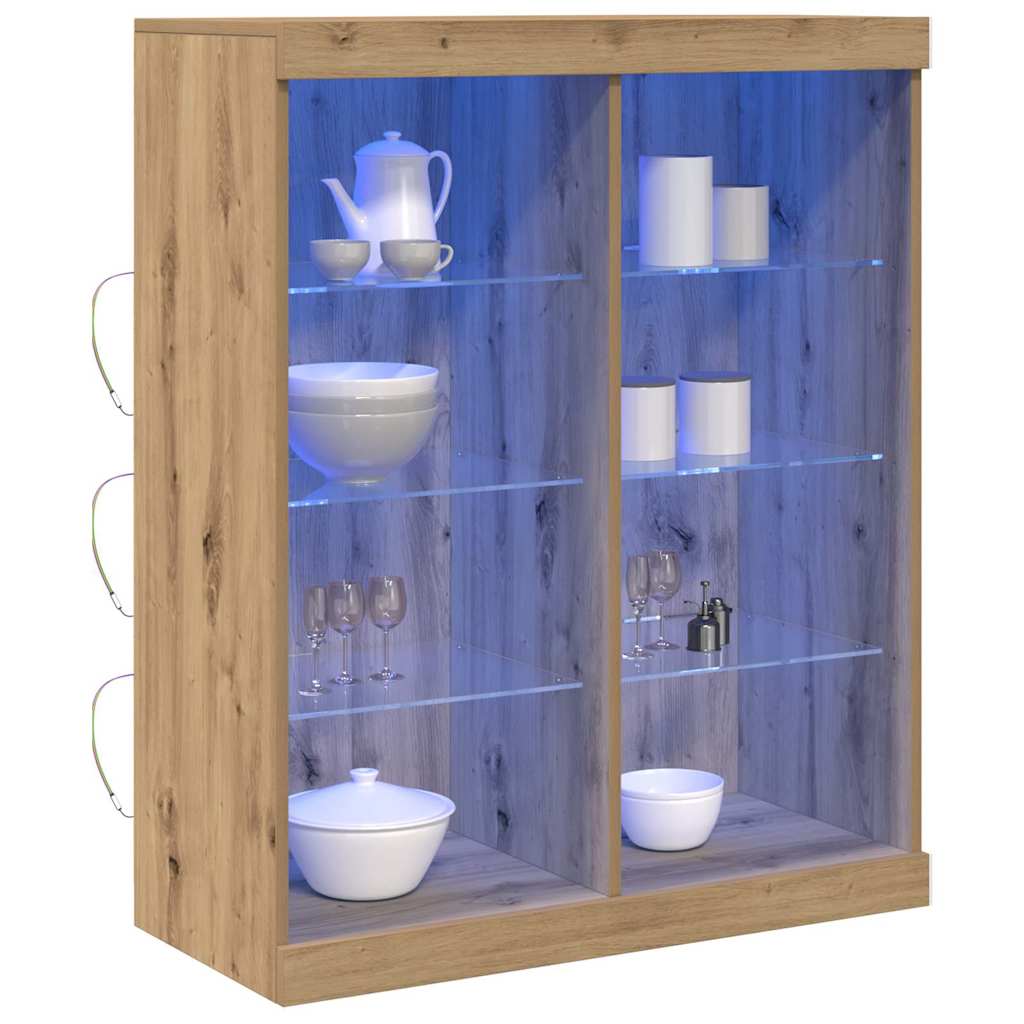 LED sideboard Artisan eik 81 x 37 x 100 cm Konstruert tre