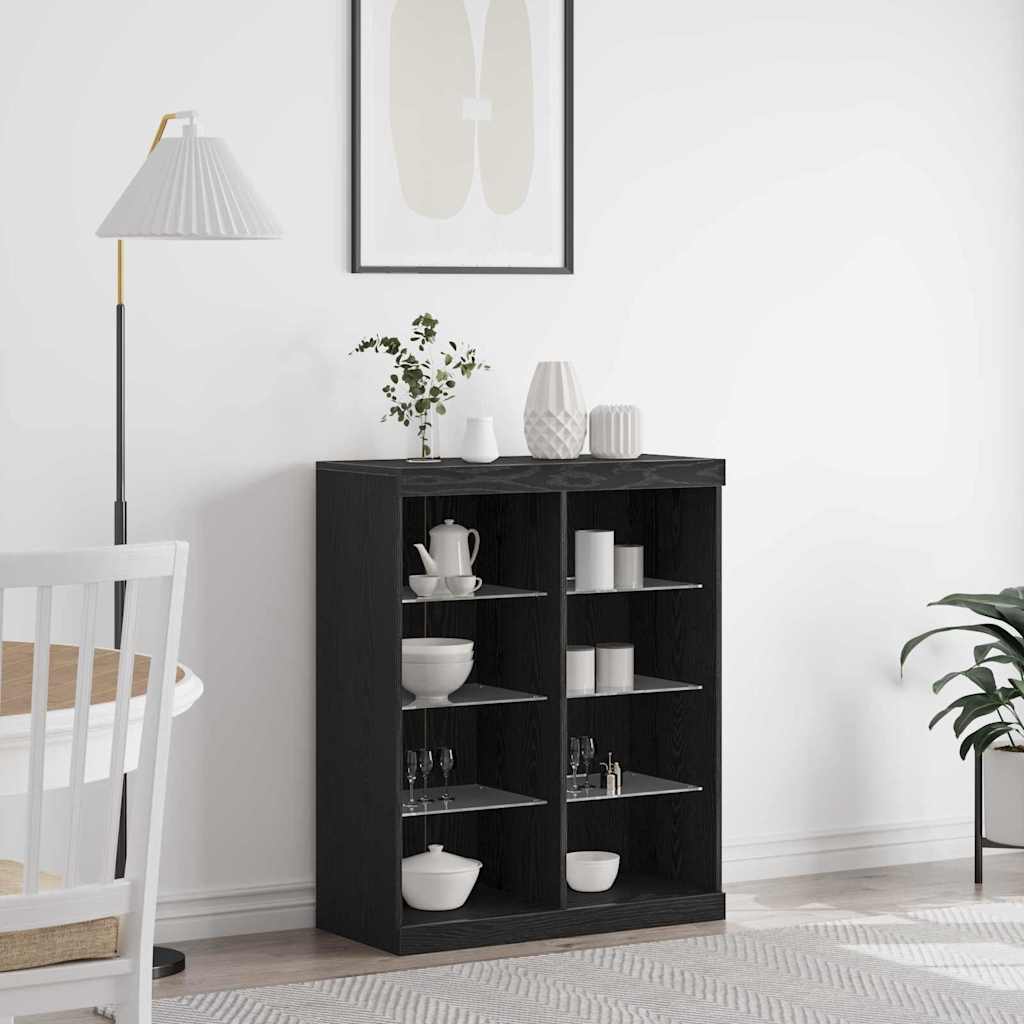 LED sideboard Svart eik 81 x 37 x 100 cm Konstruert tre