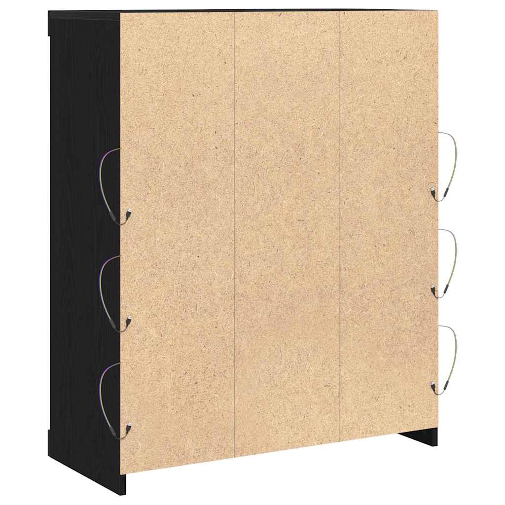 LED sideboard Svart eik 81 x 37 x 100 cm Konstruert tre