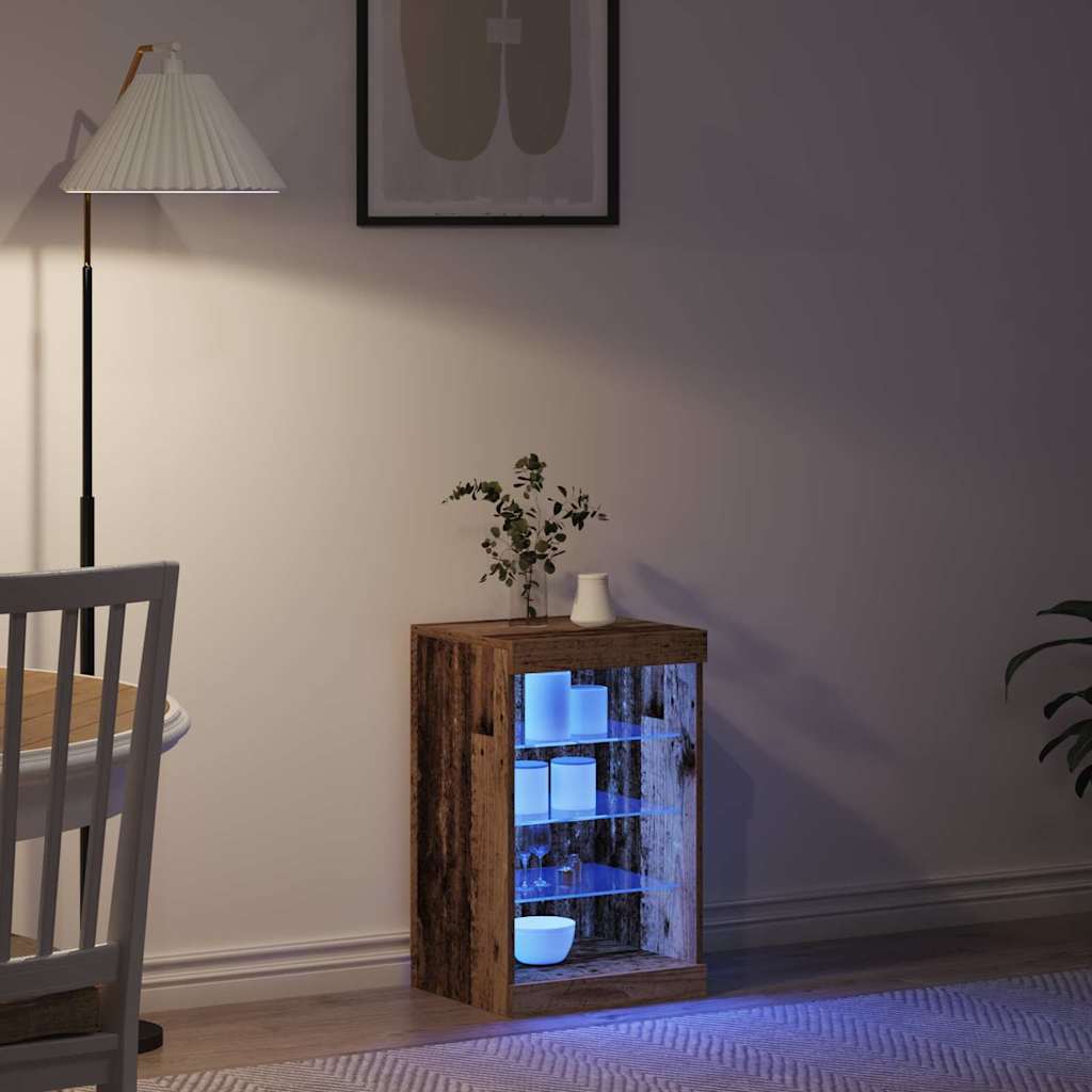 LED sideboard Gammelt tre 41 x 37 x 67 cm Konstruert tre