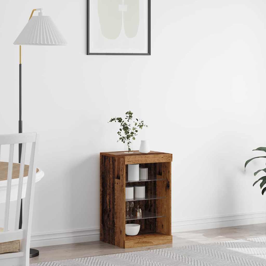 LED sideboard Gammelt tre 41 x 37 x 67 cm Konstruert tre