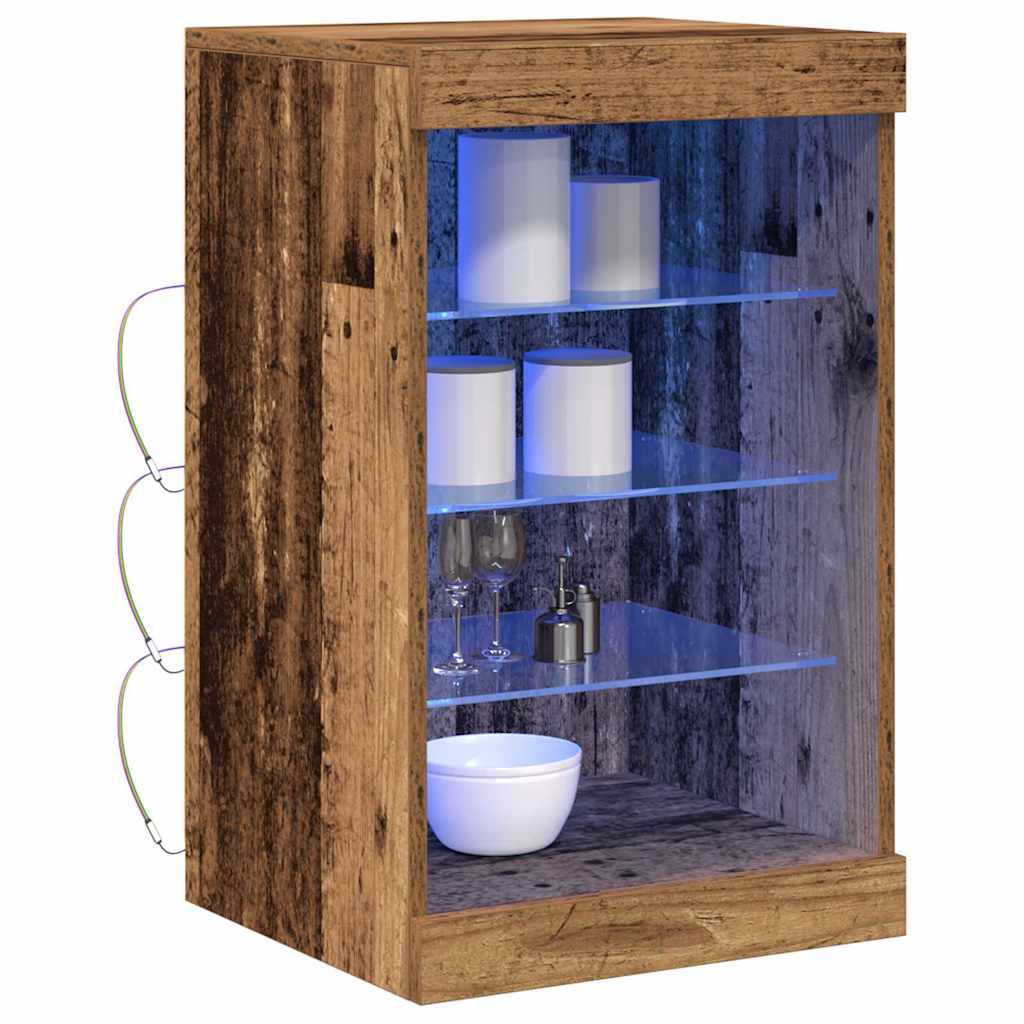 LED sideboard Gammelt tre 41 x 37 x 67 cm Konstruert tre