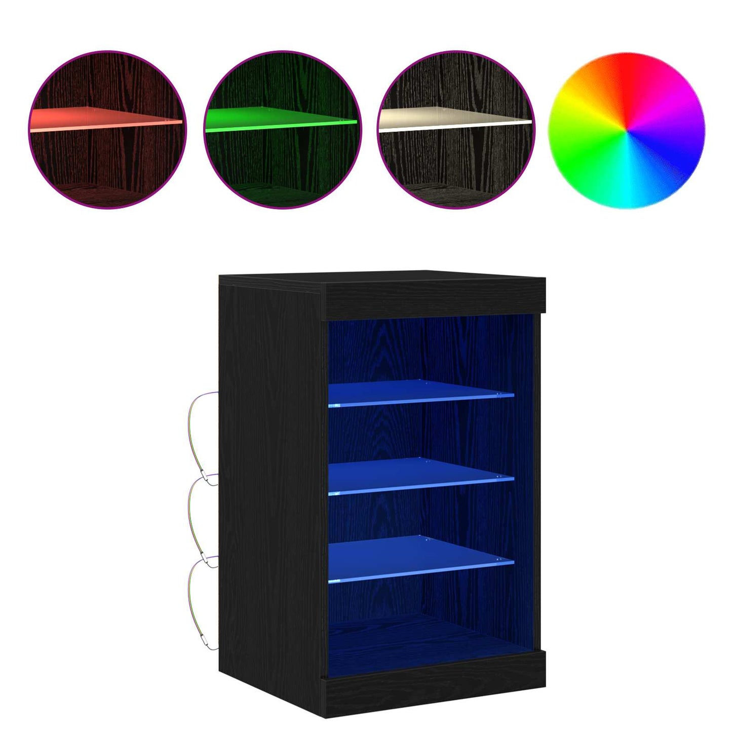 LED sideboard Svart Eik 41 x 37 x 67 cm Konstruert tre