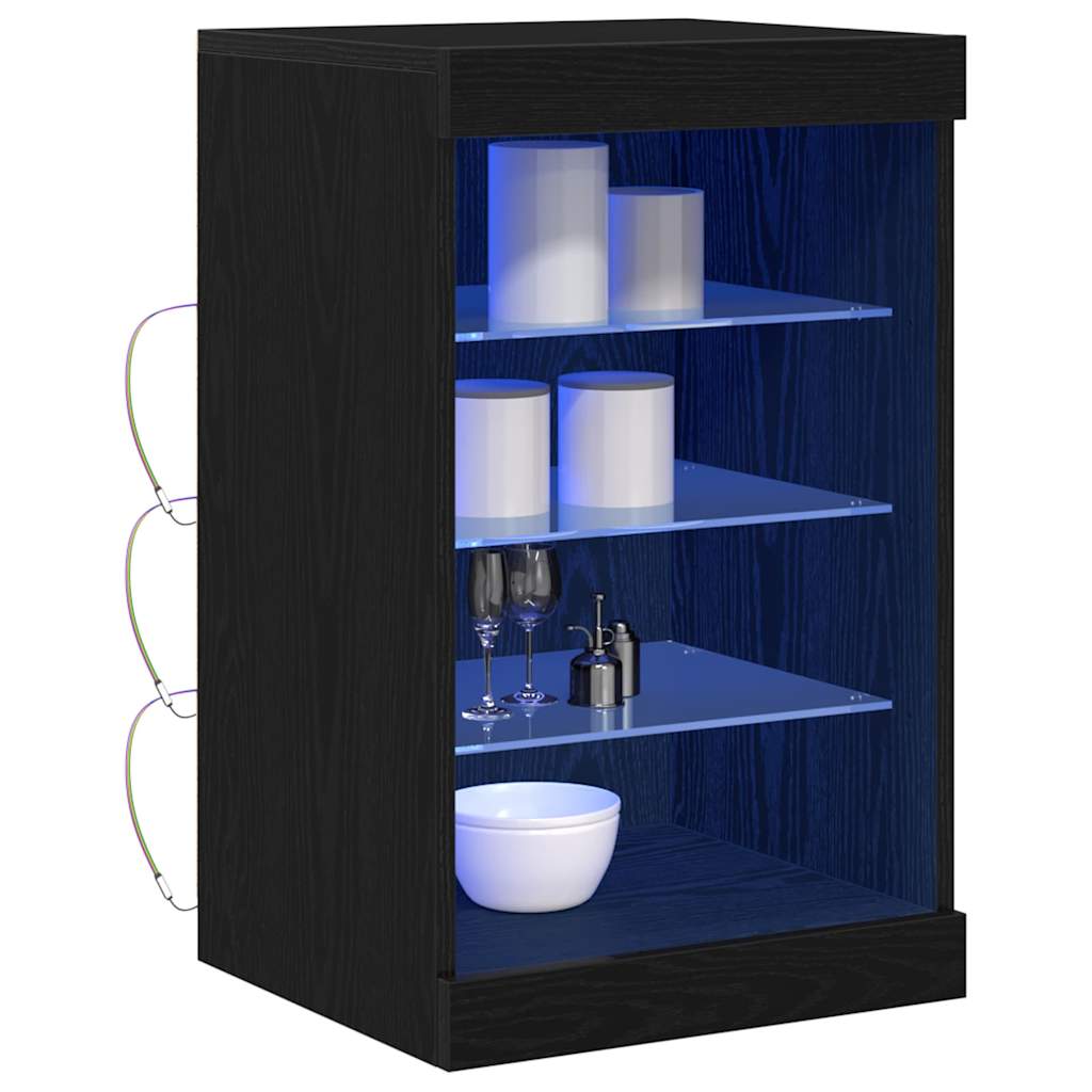 LED sideboard Svart Eik 41 x 37 x 67 cm Konstruert tre