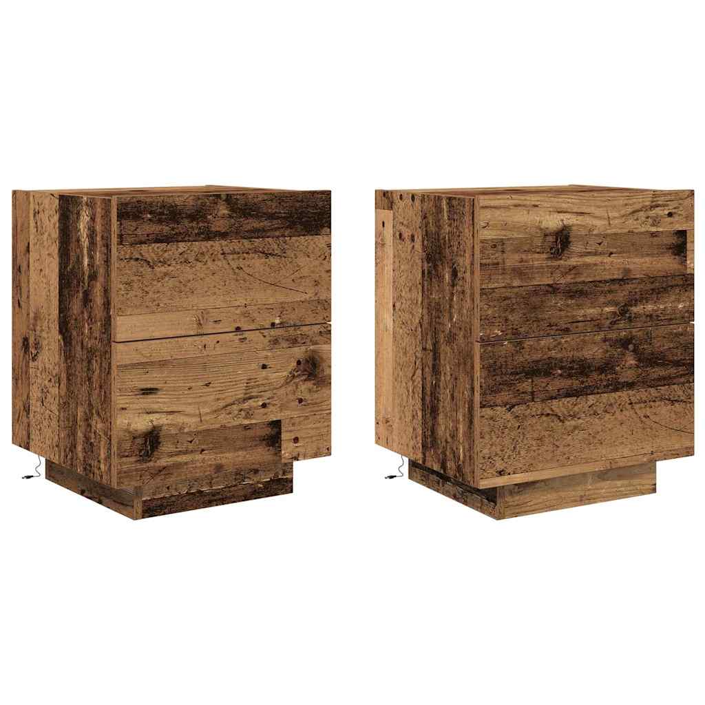 Nattbordskap 2 pcs Gammelt tre 45 x 40 x 55 cm Konstruert tre