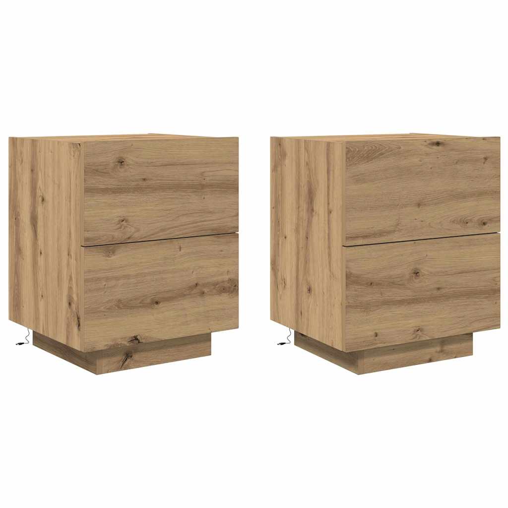 Nattbordskap 2 pcs Artisan Eik 45 x 40 x 55 cm Konstruert tre