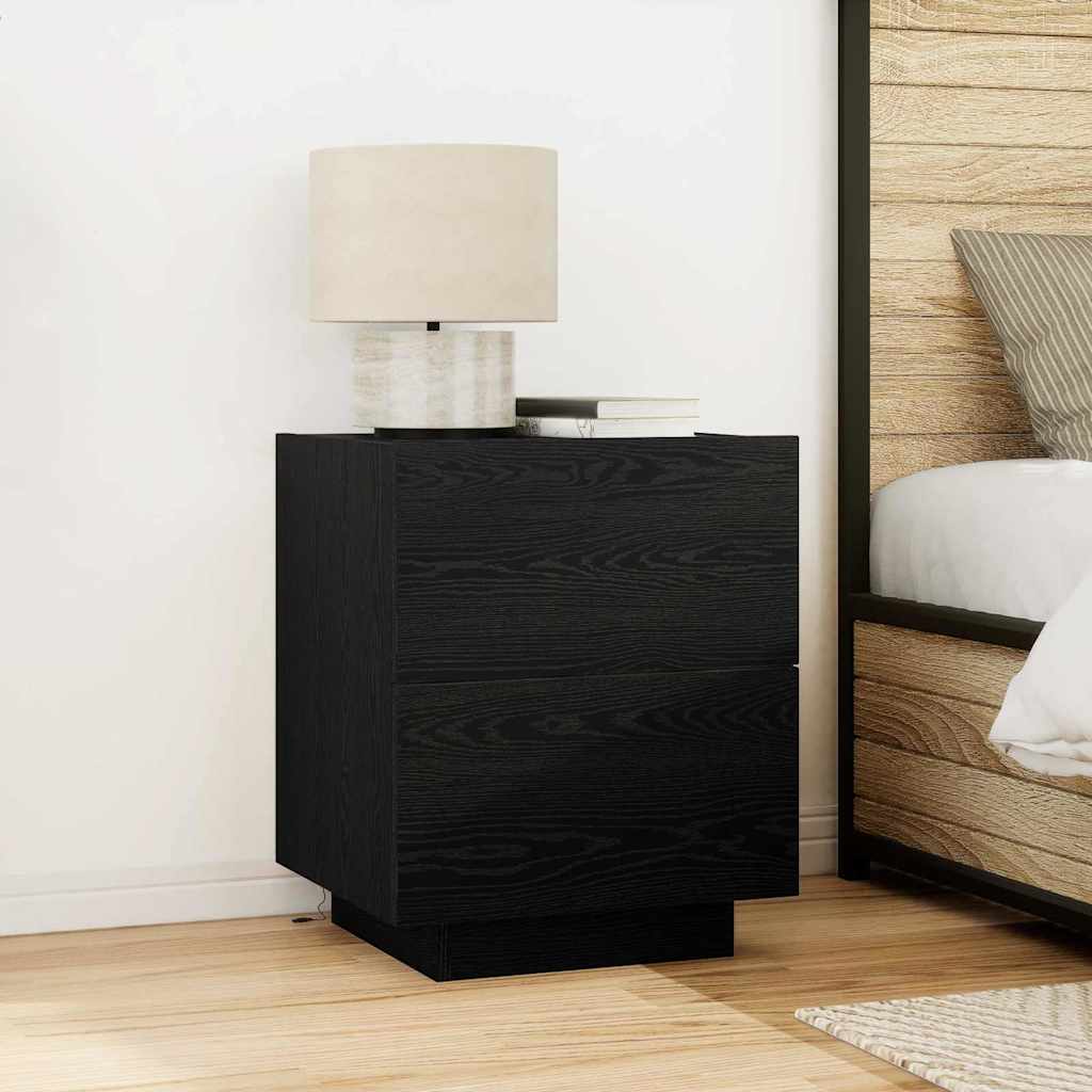 Nattbordskap 2 stk. Svart Eik 45 x 40 x 55 cm Konstruert tre