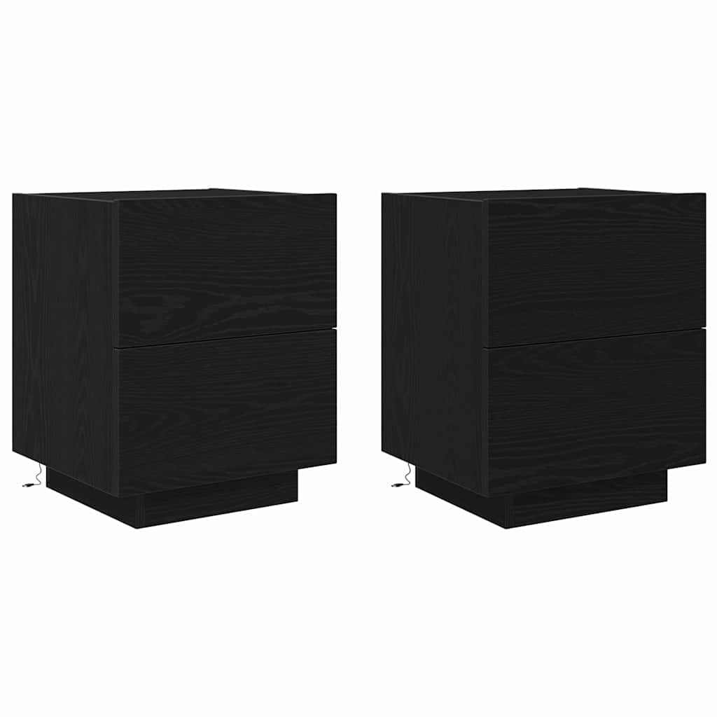 Nattbordskap 2 stk. Svart Eik 45 x 40 x 55 cm Konstruert tre