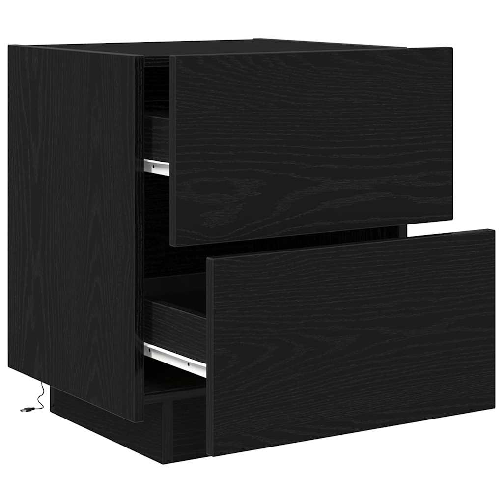 Nattbordskap 2 stk. Svart Eik 45 x 40 x 55 cm Konstruert tre