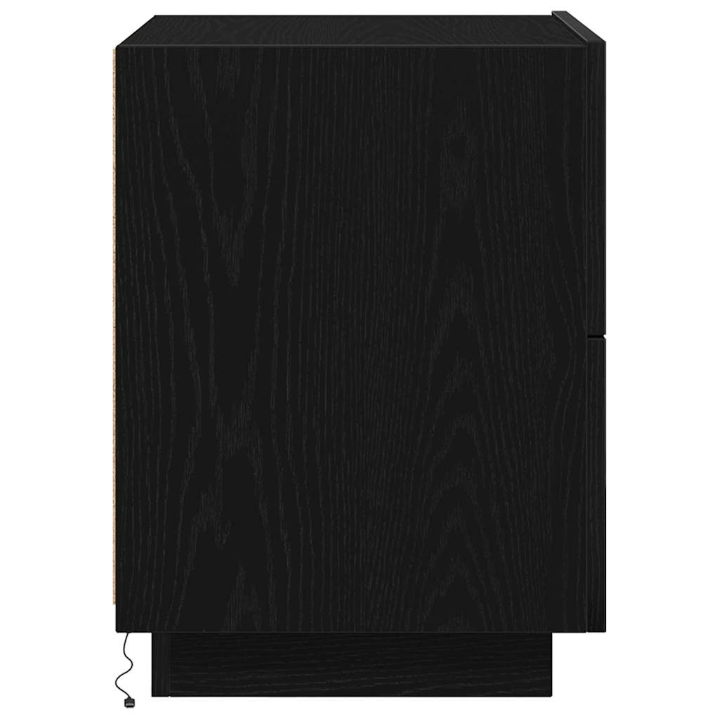 Nattbordskap 2 stk. Svart Eik 45 x 40 x 55 cm Konstruert tre