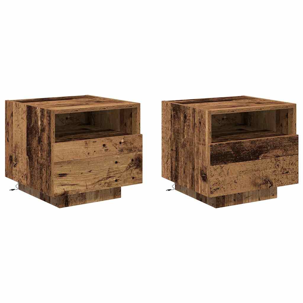 Nattbordskap 2 pcs Gammelt tre 40 x 39 x 37 cm Konstruert tre