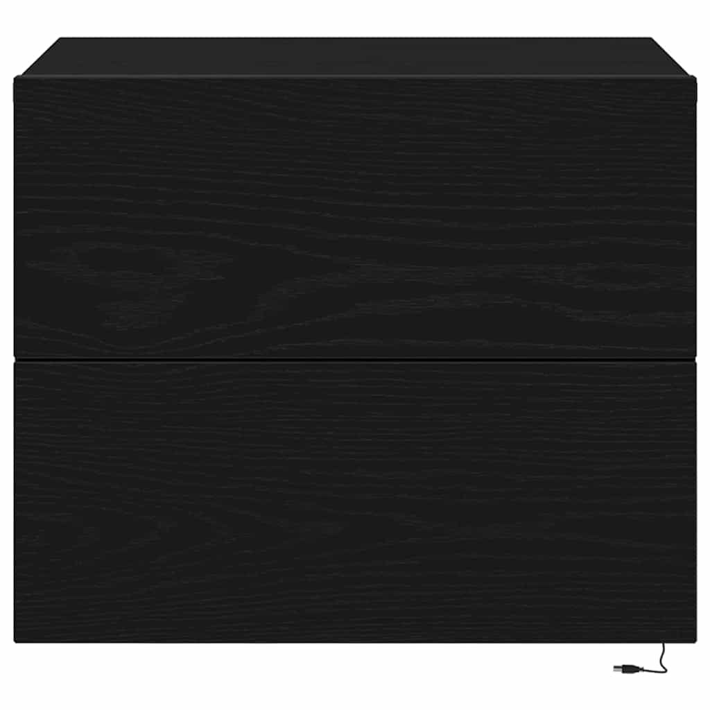Nattbordskap med skuff Svart Eik 50 x 39 x 41 cm Konstruert tre