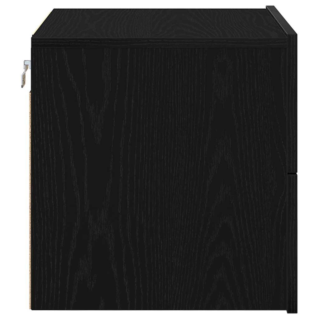 Nattbordskap med skuff Svart Eik 50 x 39 x 41 cm Konstruert tre