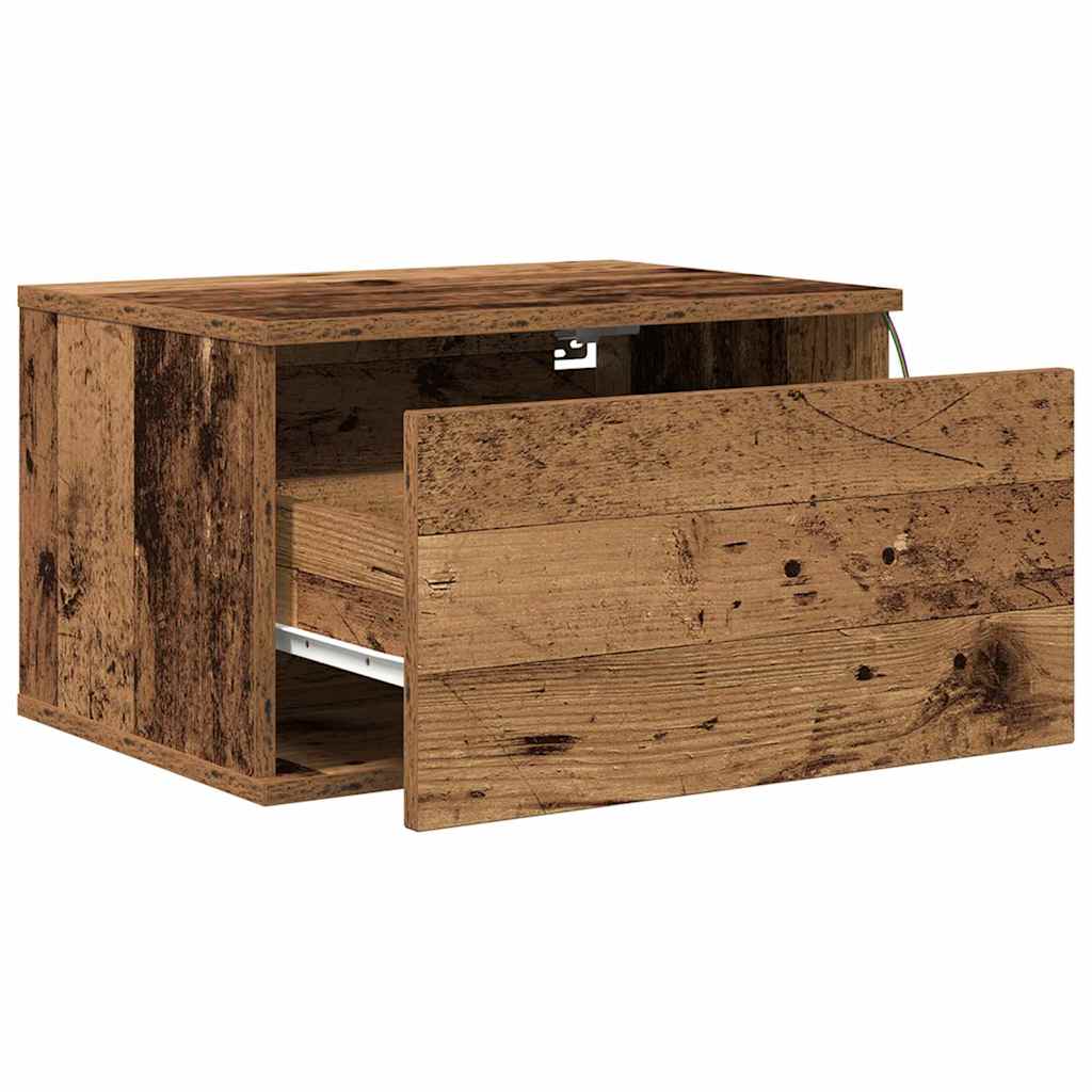 Vegghengt nattbord Gammelt tre 50 x 36 x 30 cm Konstruert tre