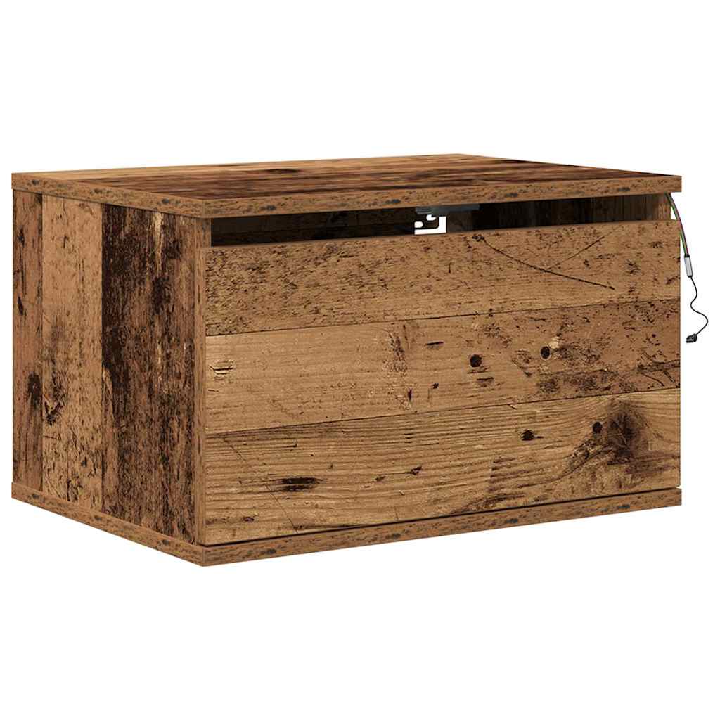 Vegghengt nattbord med skuff 2 pcs Gammelt tre Konstruert tre