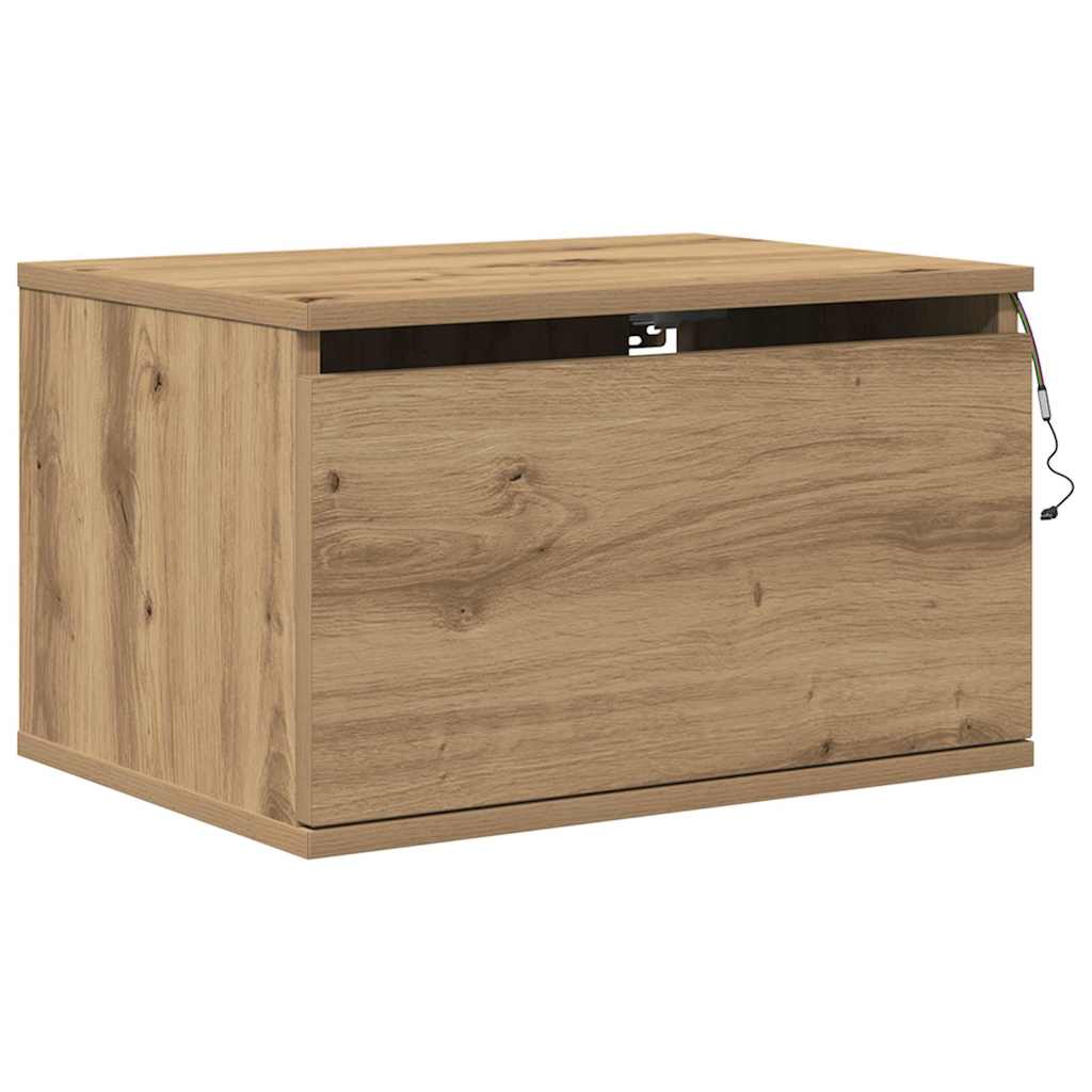 Vegghengt nattbord med skuff 2 pcs Artisan Eik 50 x 36 x 30 cm