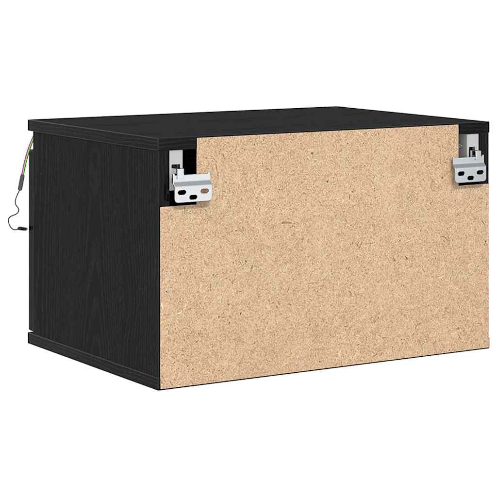 Vegghengt nattbord Svart Eik 50 x 36 x 30 cm Konstruert tre